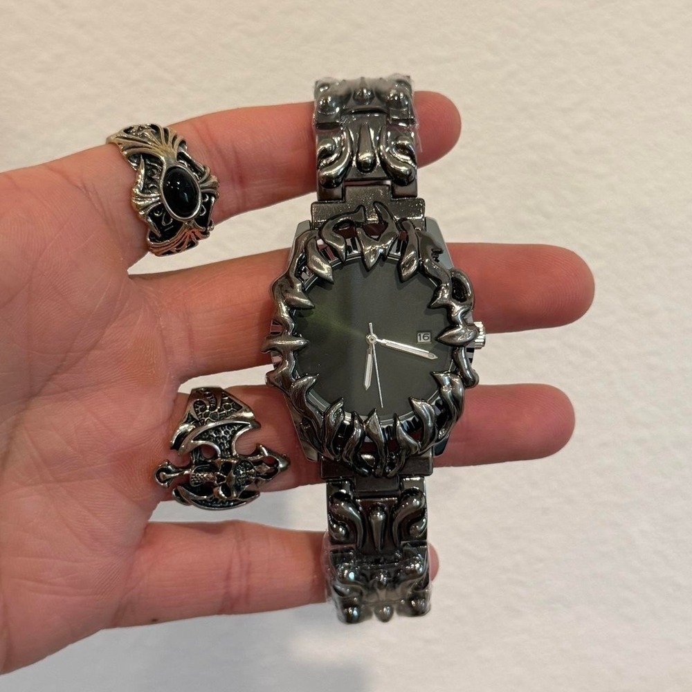 y2k chrome darkgreen face gorpcore watch - Picture 3 of 3